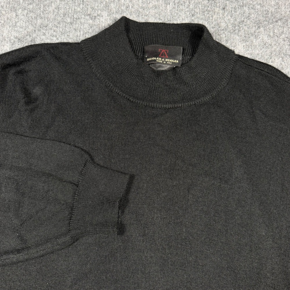 Zeidler & Zeidler Mock Neck Sweater Mens XL Black Wool Blend EUC‎ Made in Italy